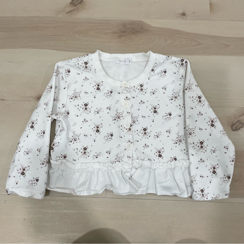Jamie Kay Girl's Size 4 Eden Cardigan White Sweet William Floral Organic Cotton